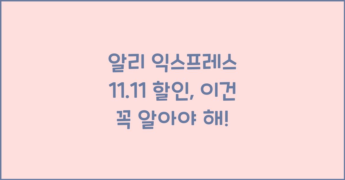 알리 익스프레스 11.11 할인