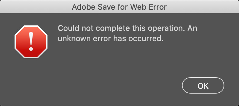 Adobe Save for Web Error