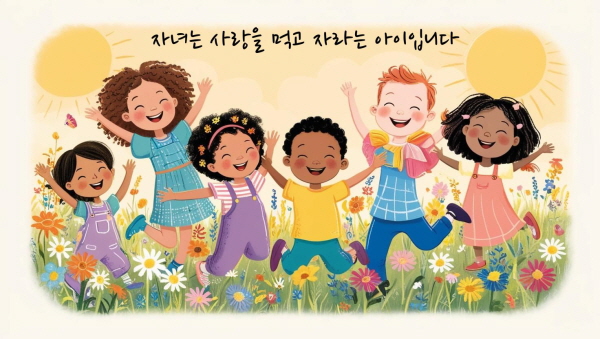자녀는 사랑을 먹고 자라는 아이입니다에 관한 그림