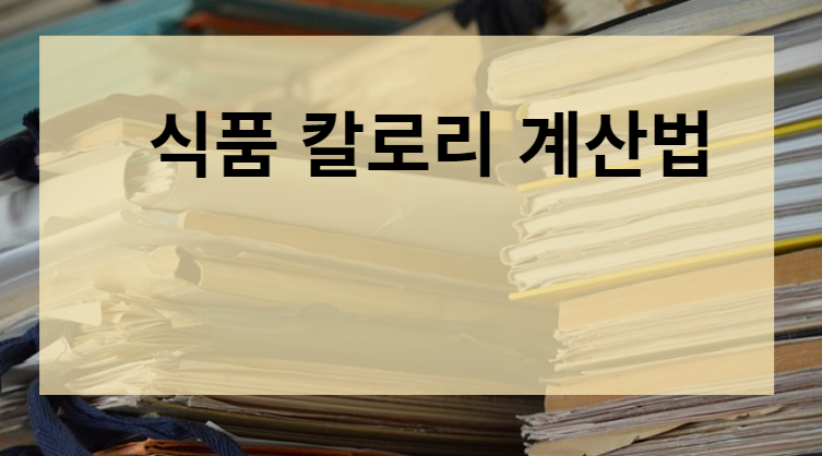 식품 칼로리 계산법