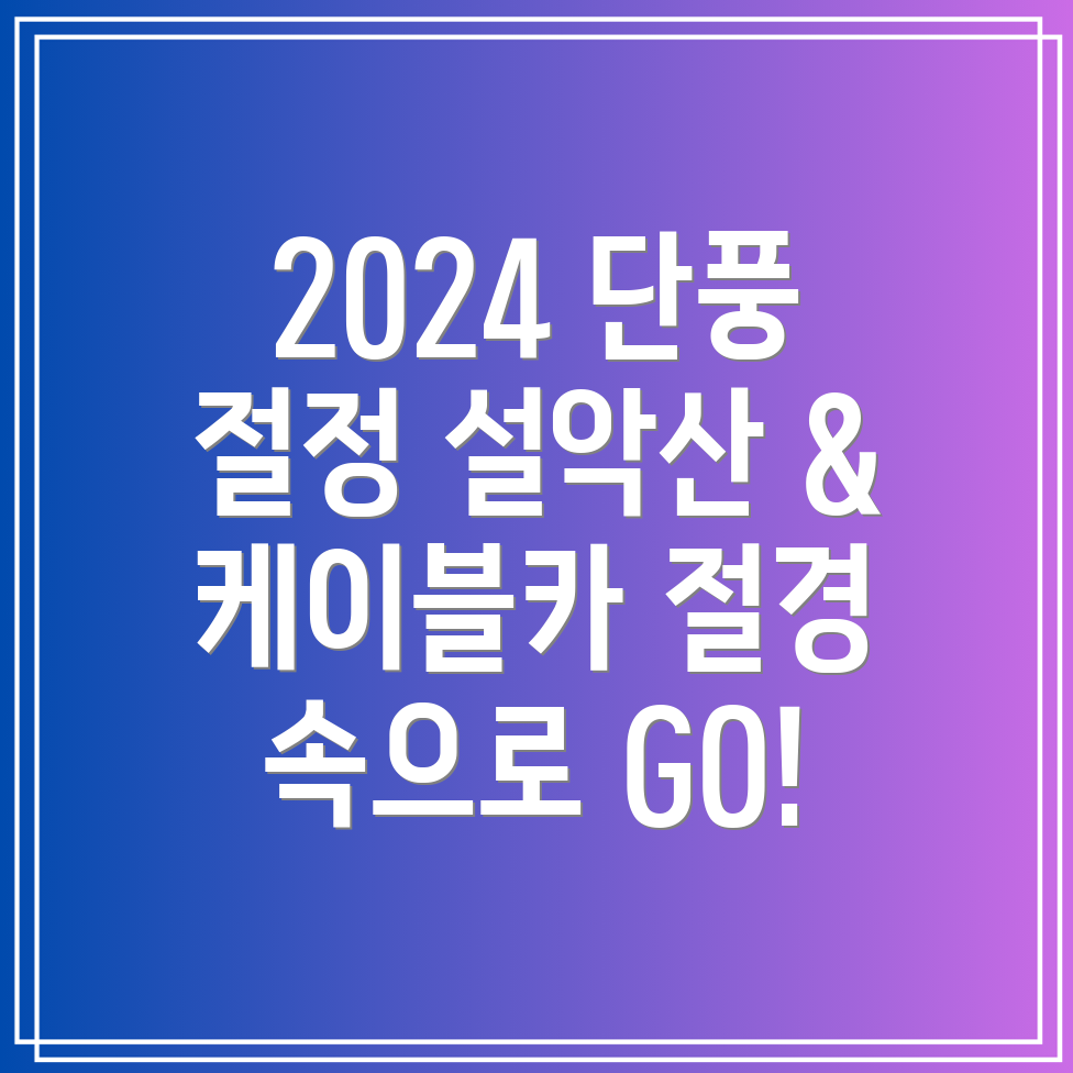 2024 단풍절정 시기 설악산, 내장산, 지리산 명소 및 케이블카 이용 팁