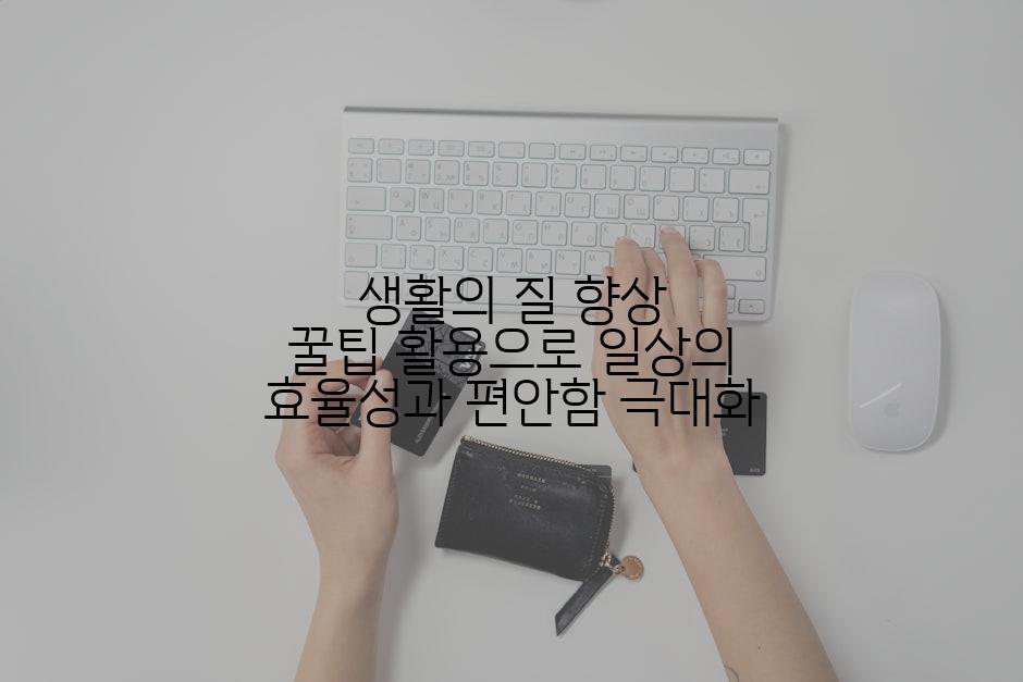 생활의 질 향상 꿀팁 활용으로 일상의 효율성과 편안함 극대화