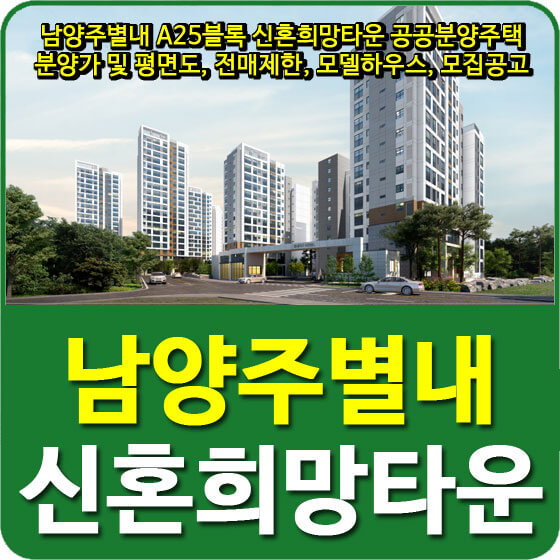  남양주별내 A25블록 신혼희망타운 공공분양주택 분양가 및 평면도, 전매제한, 모델하우스, 모집공고 안내