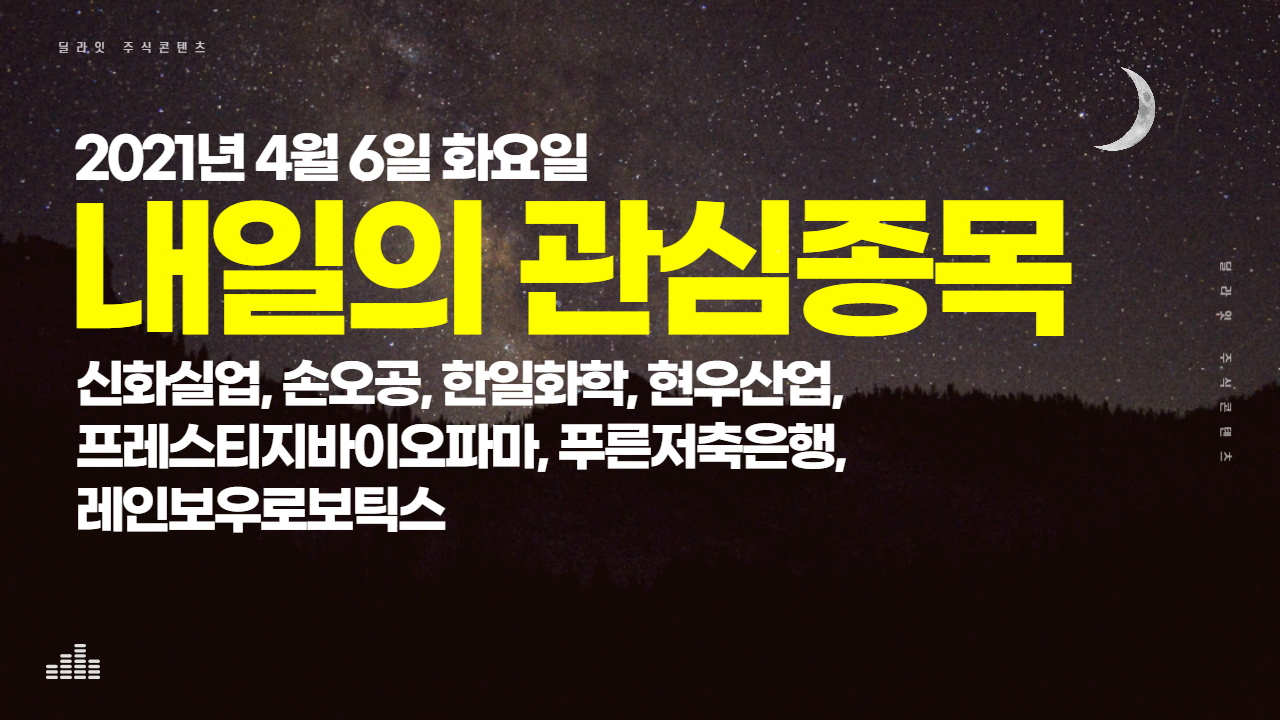  정세균 관련주 - 2021년 4월 6일 내일의 관심종목