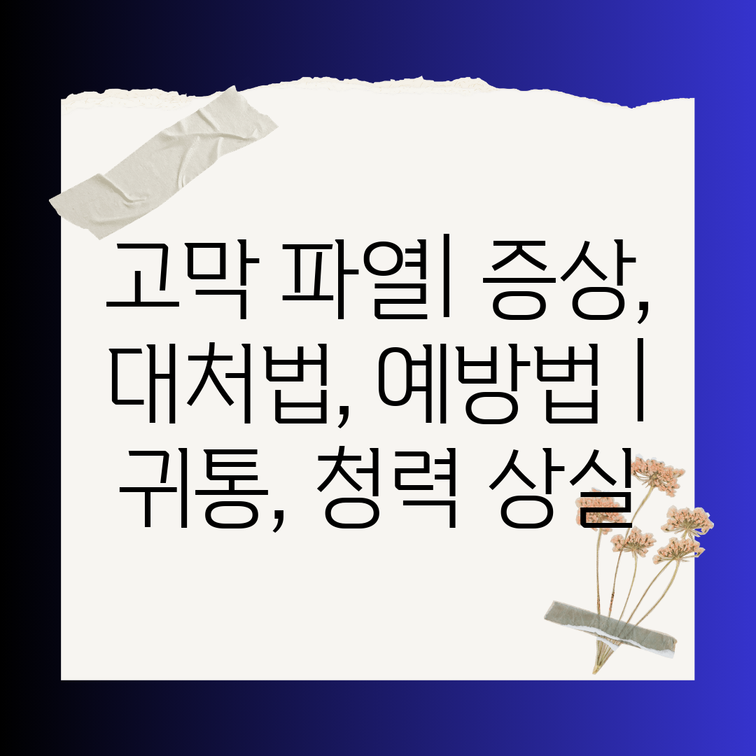 고막 파열 증상, 대처법, 예방법  귀통, 청력 상실