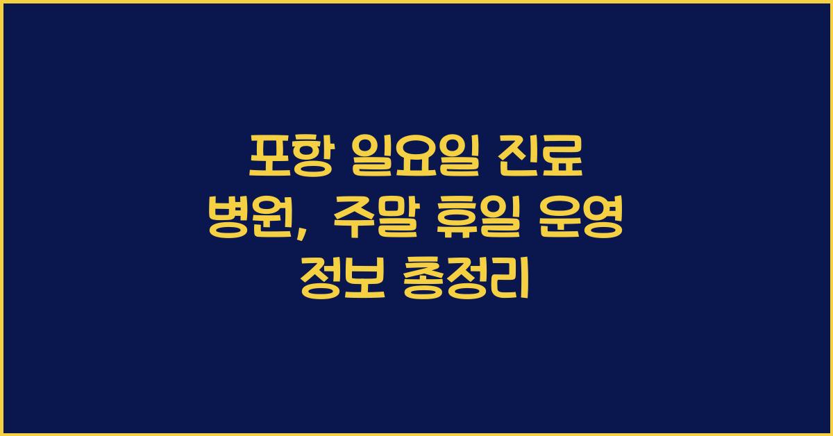 포항 일요일 진료 병원 주말 휴일