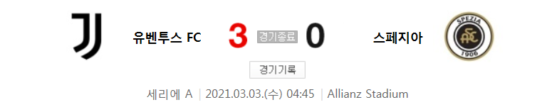  세리에 A / 2021년 3월 3일 경기 - 유벤투스 FC(3) VS 스페지아 칼초(0) 축구 하이라이트