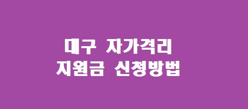 대구 자가격리 지원금