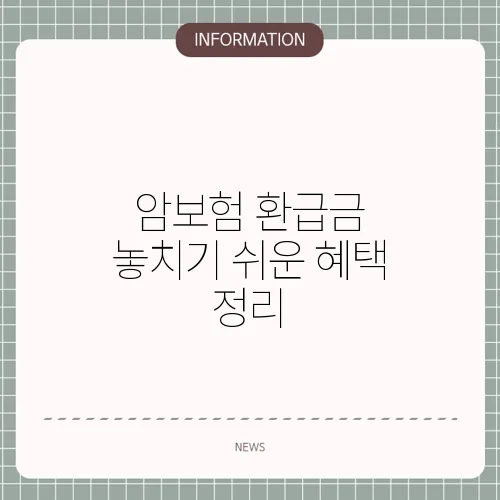 암보험 환급금 놓치기 쉬운 혜택 정리
