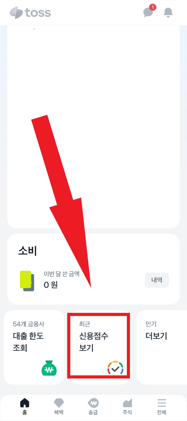  토스 앱으로 신용점수 조회 방법