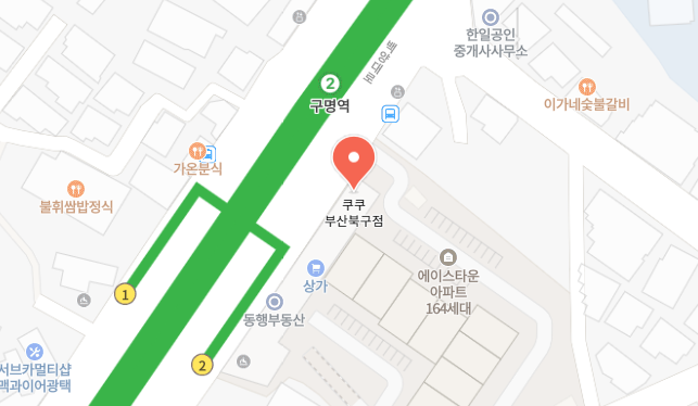 쿠쿠 부산북구점 위치 이미지