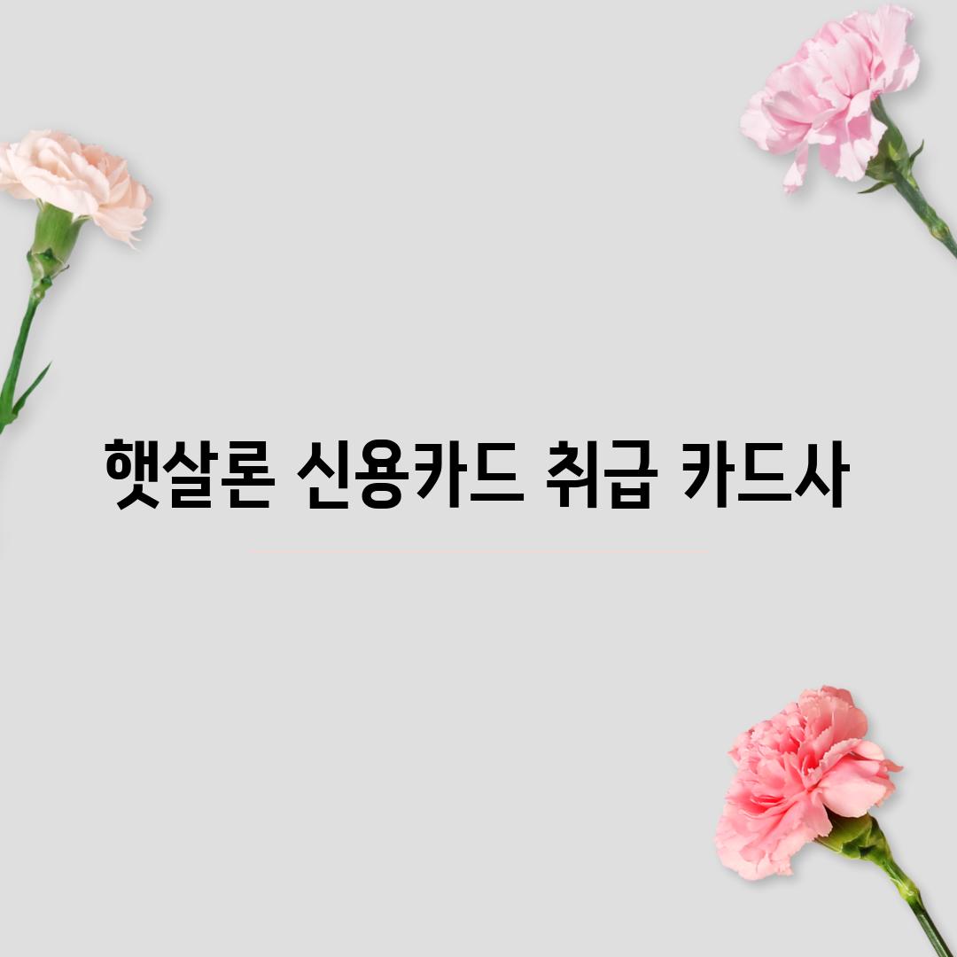 햇살론 신용카드 취급 카드사