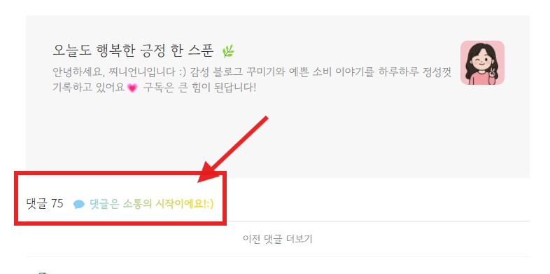 반짝이는 댓글 문구 완성샷