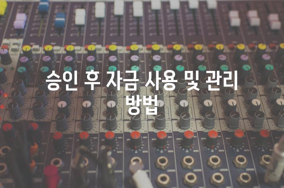 승인 후 자금 사용 및 관리 방법