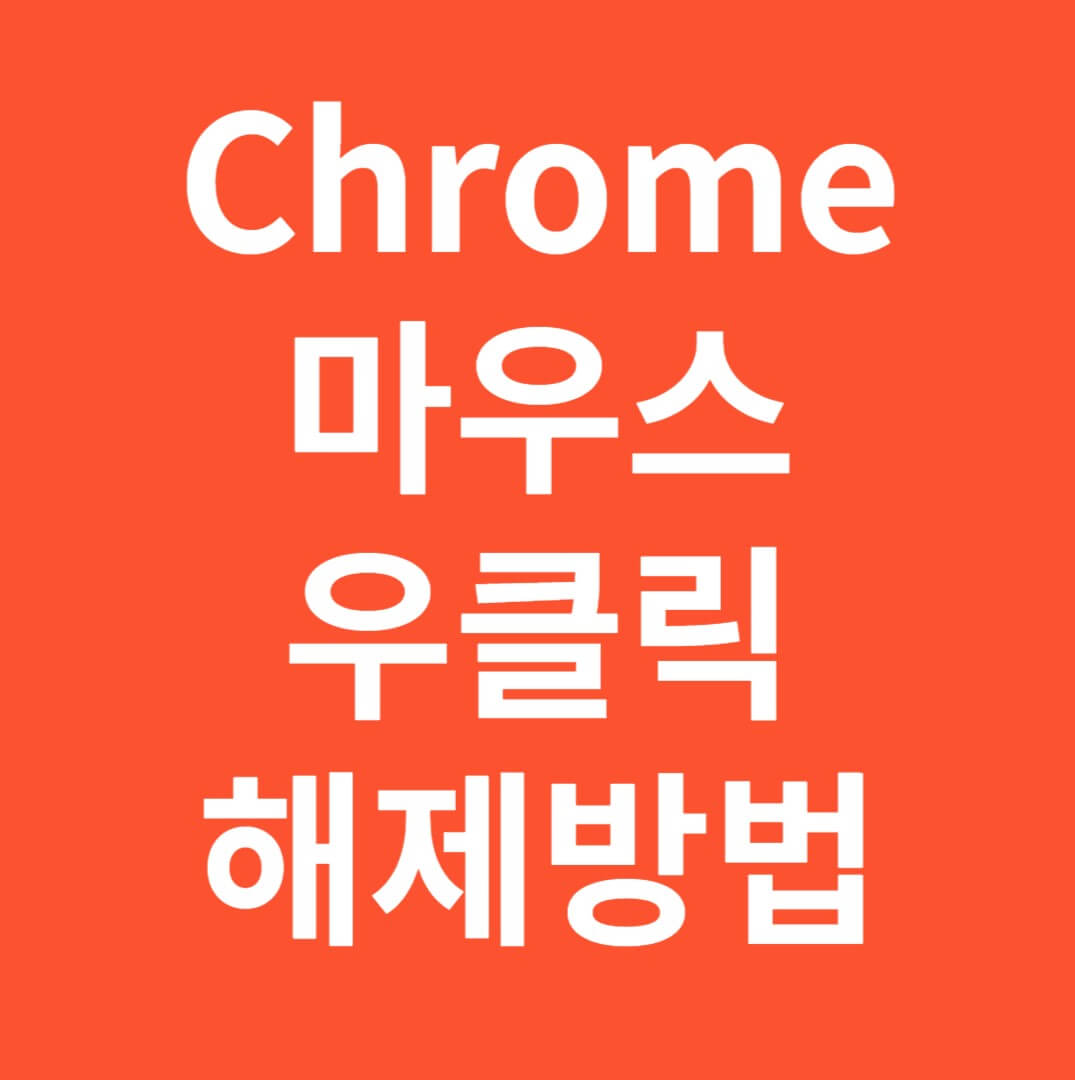 크롬(Chrome) 마우스 우클릭 해제방법