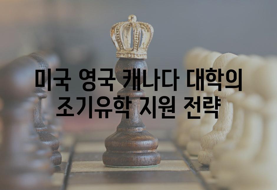 미국 영국 캐나다 대학의 조기유학 지원 전략