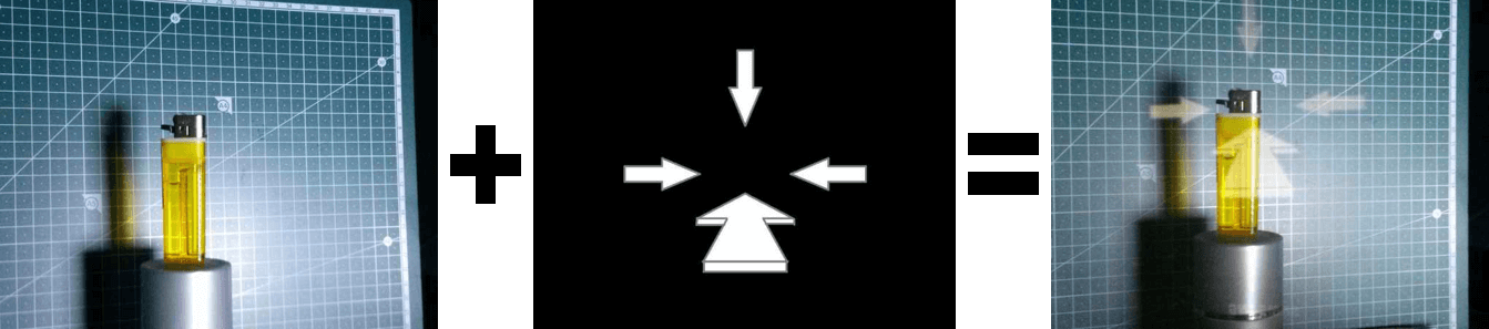 Illustration showing the process of fusing virtual content with real-world shapes