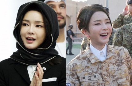  샤일라 쓴 김건희 여사 파병부대 방문땐 ‘군복’ 아랍에미리트(UAE) 국빈 방문