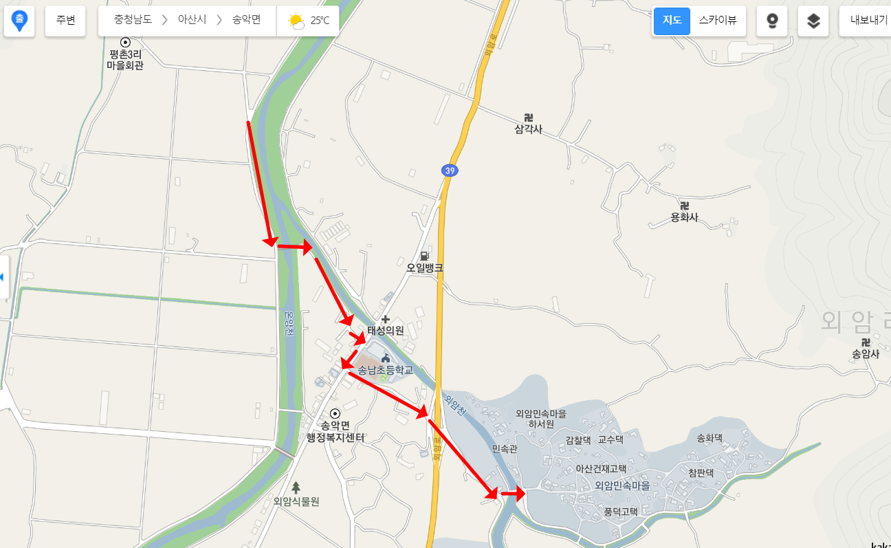 외암마을자전거진입