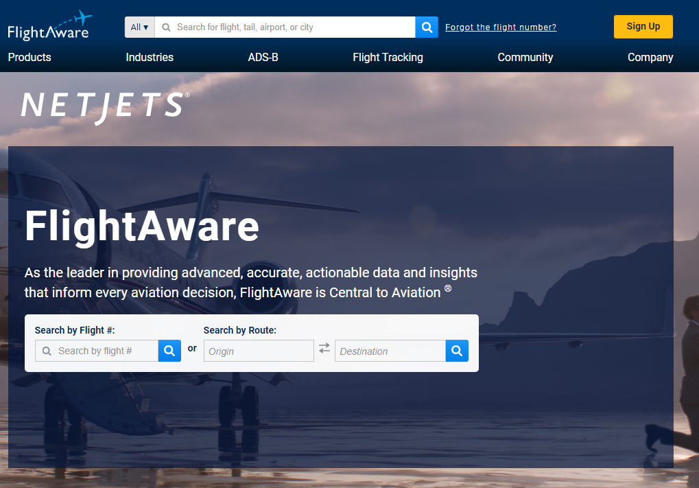 FlightAware에서 비행기 실시간 위치 확인이 가능하다.