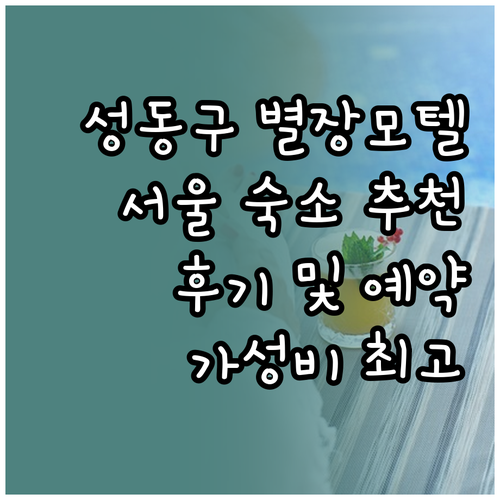 성동구 별장모텔 후기 서울 숙소 예약
