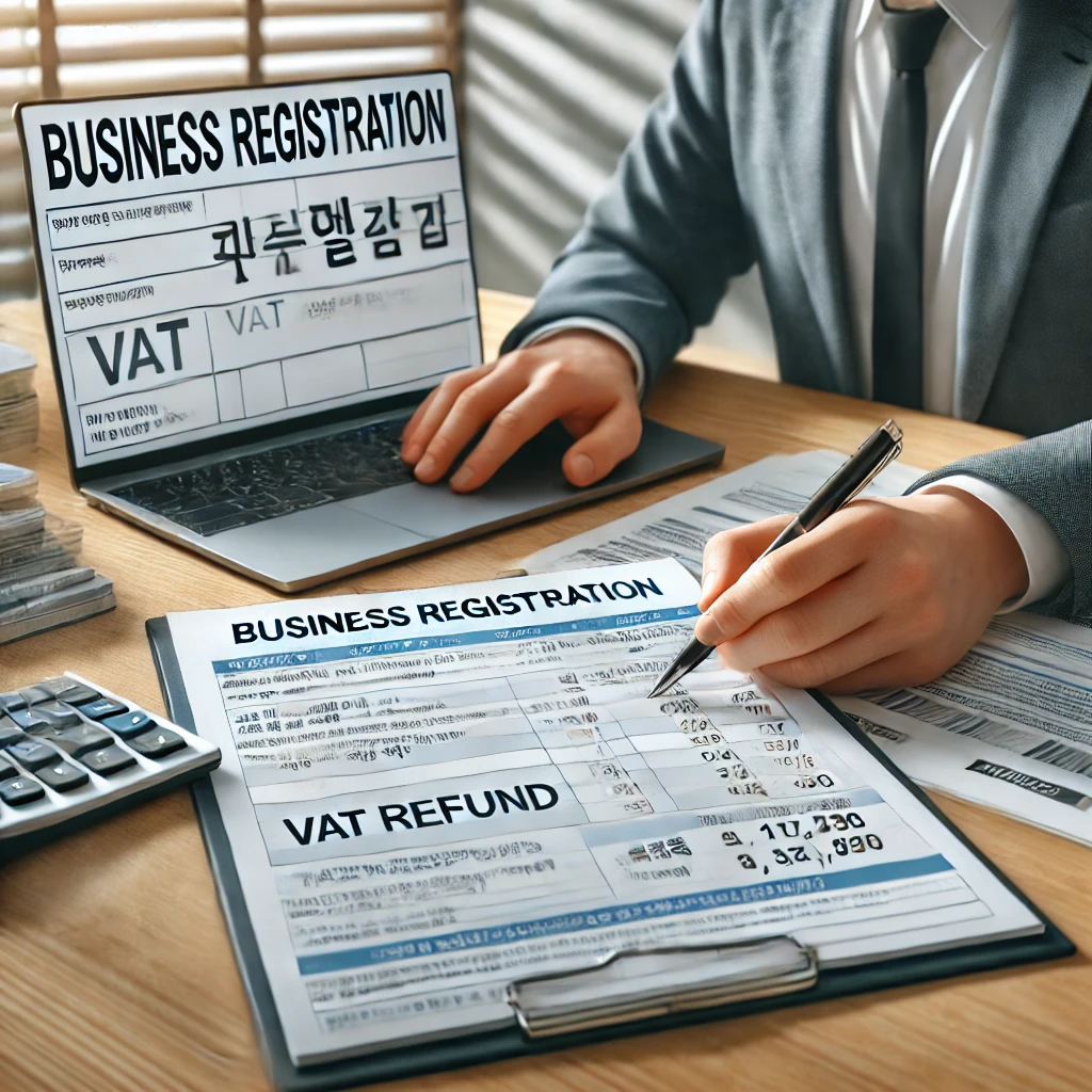 사업자 등록 신청서를 작성하는 한국인