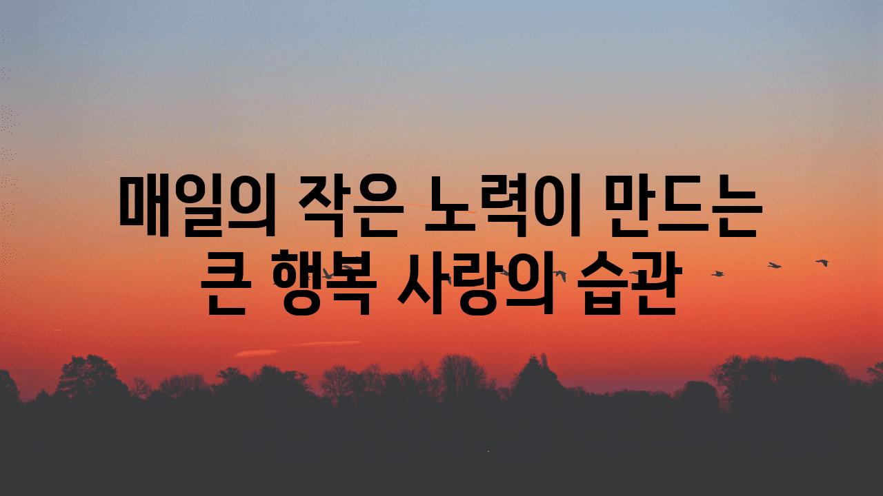 매일의 작은 노력이 만드는 큰 행복 사랑의 습관