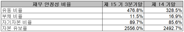 와이솔 - 재무 안정성 비율