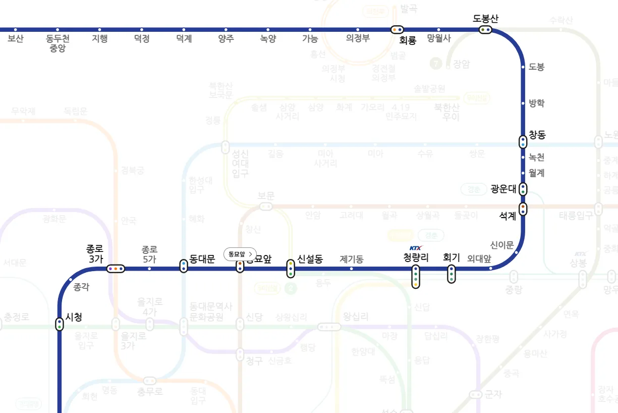 동묘얖역 시간표