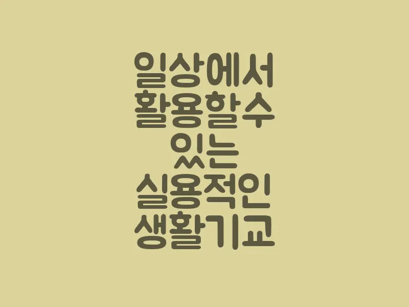 일상에서 활용할 수 있는 실용적인 생활 기교
