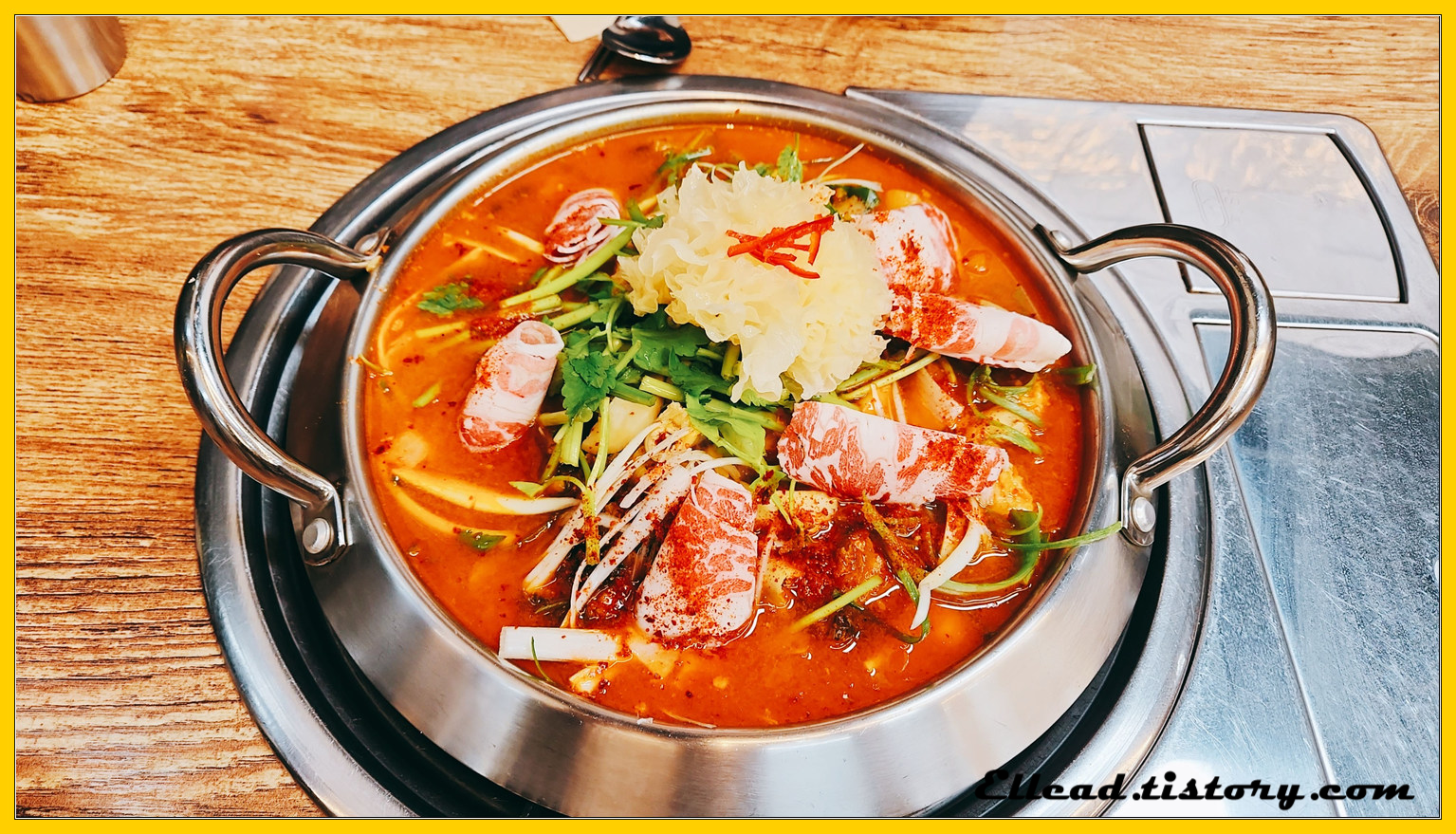  강남구청역 맛집 / 중앙실비 : 곱창전골, 새우 호박전, 양무침