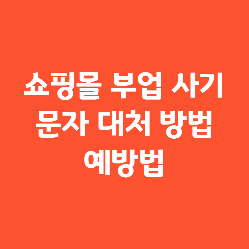 쇼핑몰 부업 사기 문자 대처 방법 예방법