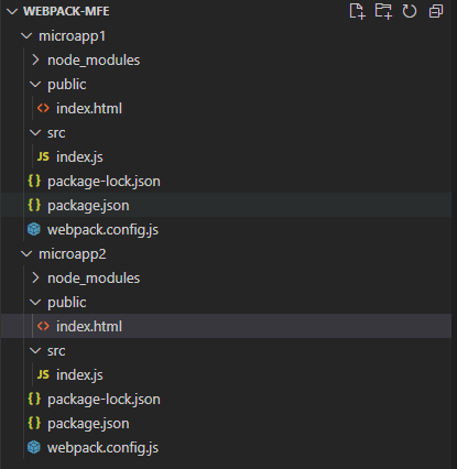 microapp2까지 생성한 프로젝트 구조 하이라키입니다.