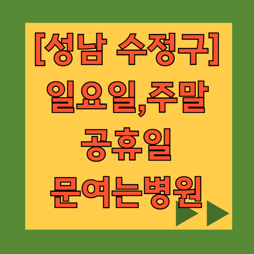 성남 수정구 일요일 문 여는 병원 목록, 주말 공휴일 진료 병원 찾기, 근처 24시 약국