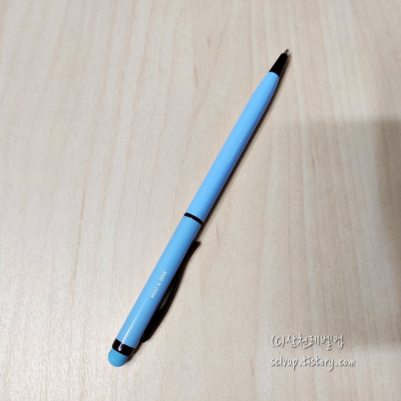 스마트폰 다이소 터치펜 겸 볼펜 파스텔 1.0mm 1000원 스카이 블루 제품