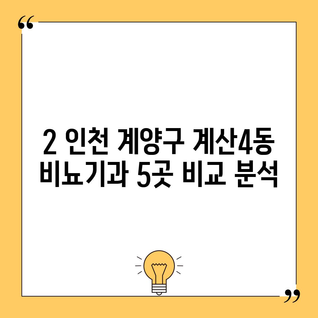 2. 인천 계양구 계산4동 비뇨기과 5곳 비교 분석