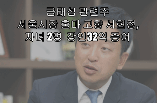  금태섭 관련주 서울시장 출마 고향 서현정, 자녀 2명  장인32억 증여