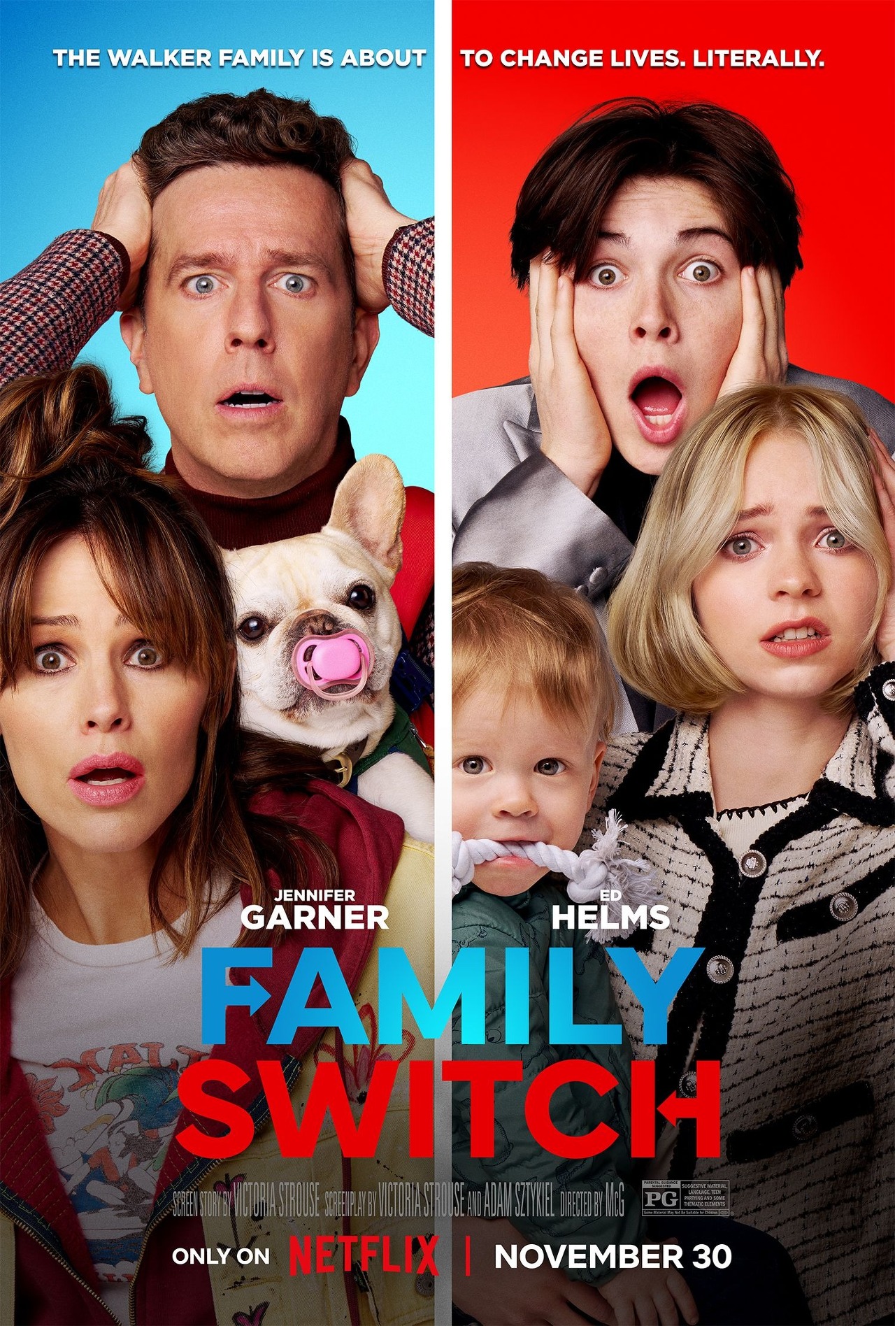 주인공 가족의 모습이 나온 영화 &#39;패밀리 스위치&#39; 포스터 모습이다.