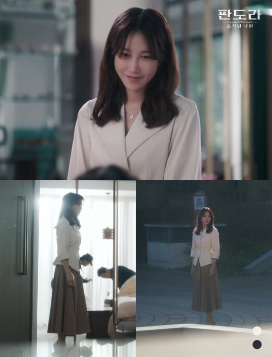  판도라 9회, 이지아 벨티드 자켓/카멜 플리츠 스커트