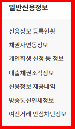 한국신용정보원 일반신용정보