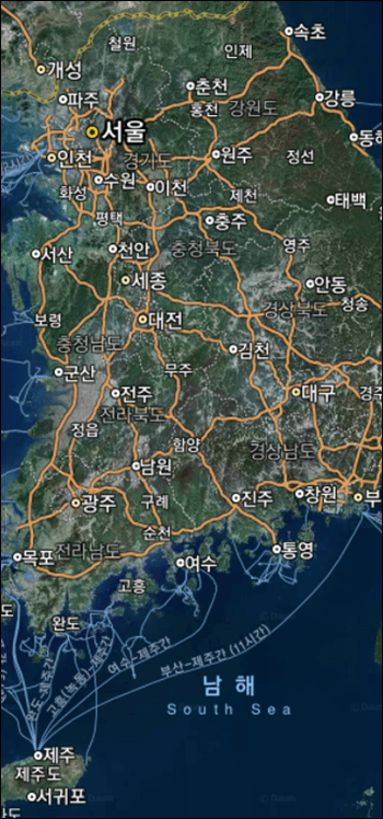 대한민국-위성지도