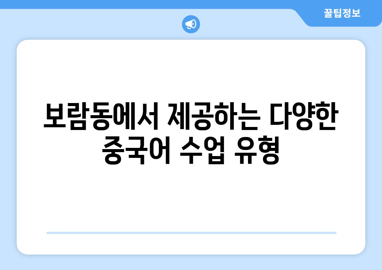 보람동에서 제공하는 다양한 중국어 수업 유형