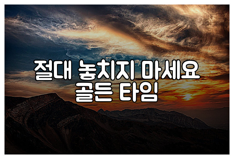 절대 놓치지 마세요 골든 타임