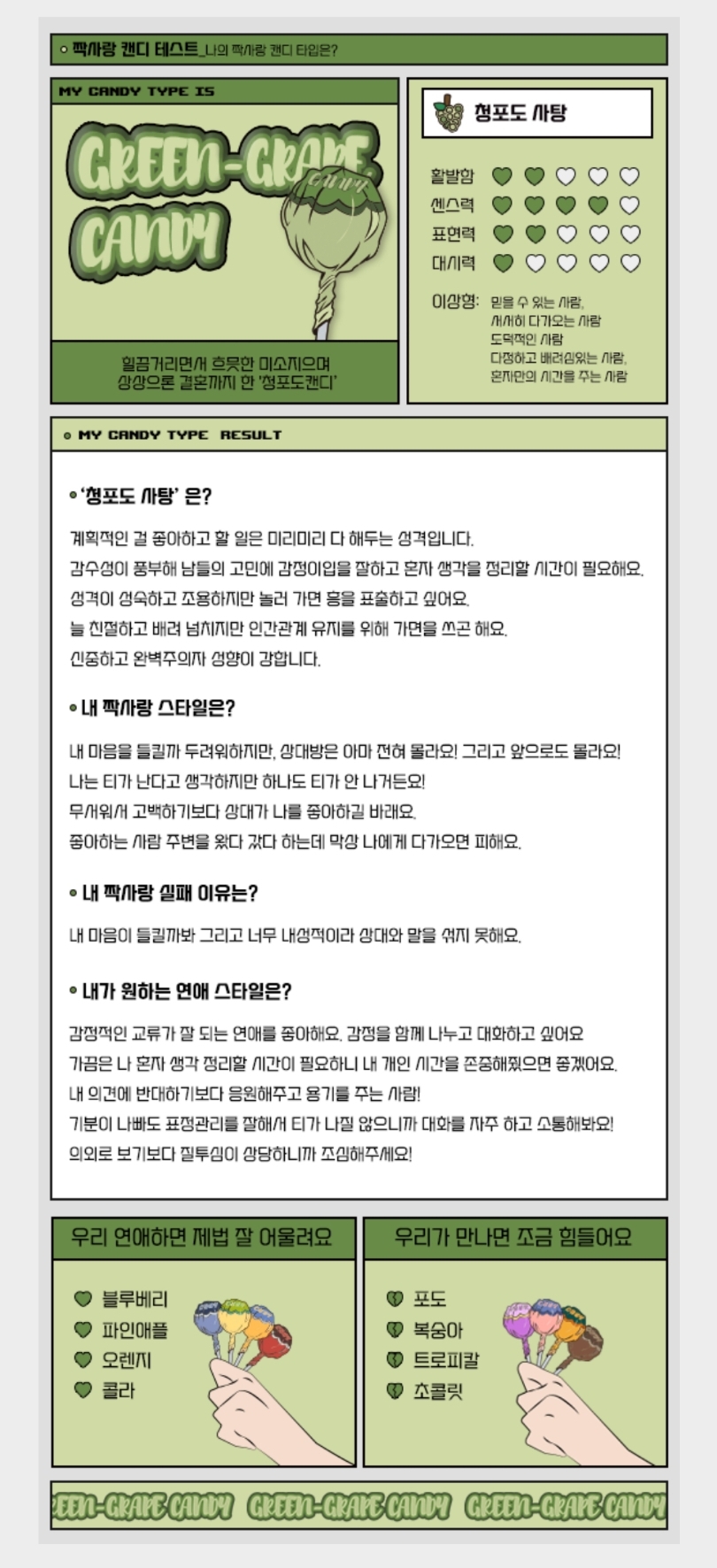 짝사랑 캔디 테스트 종류/짝사랑 타입 총정리 편