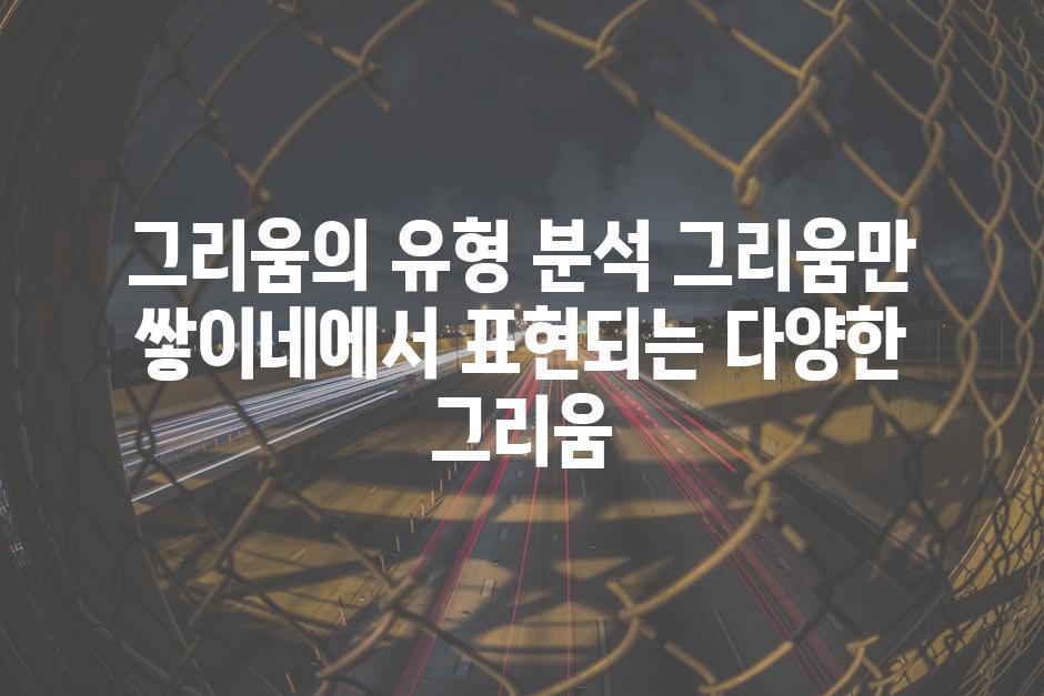 그리움의 유형 분석 그리움만 쌓이네에서 표현되는 다양한 그리움