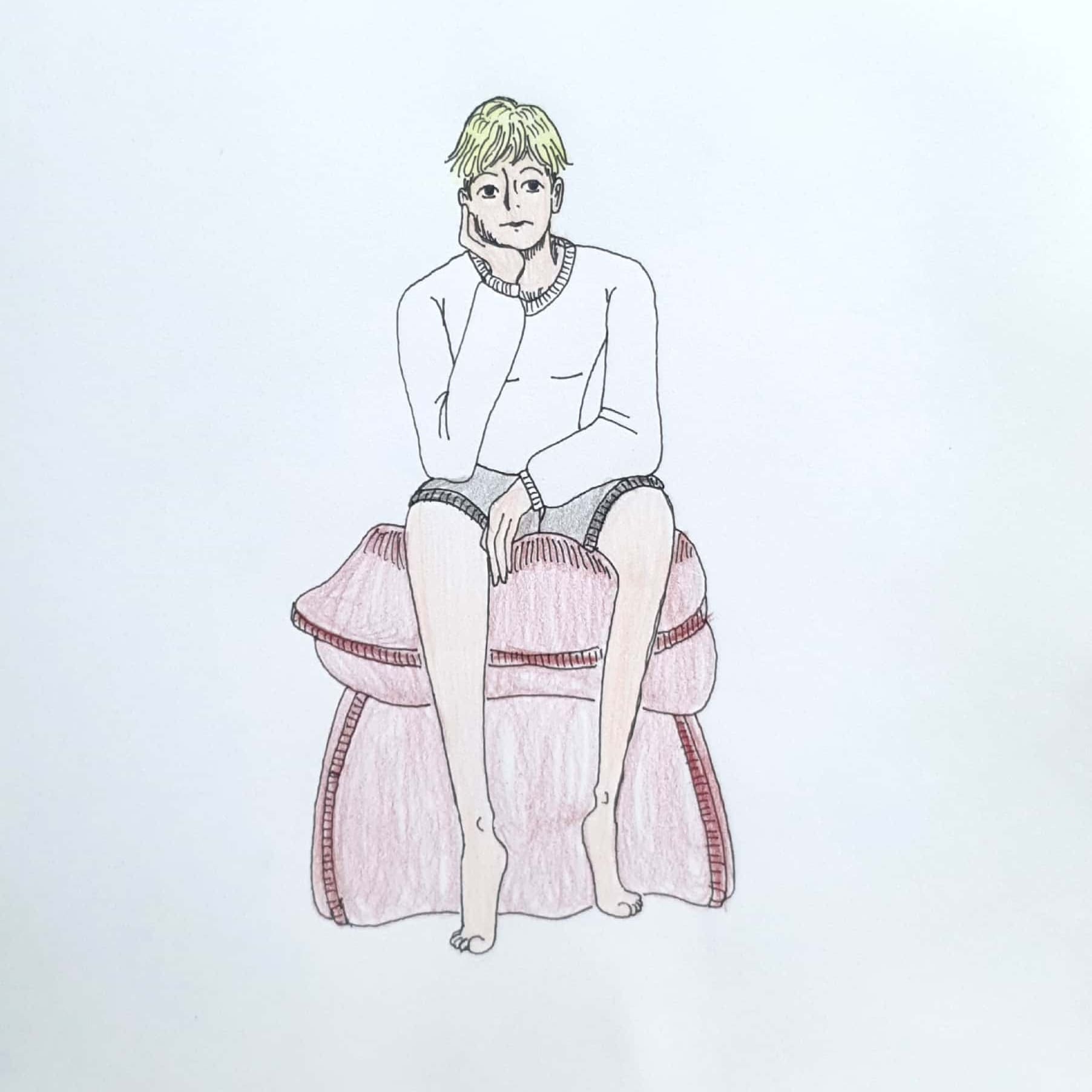  Think About 생각하다 / 일러스트 그림 드로잉 / 인물화 그리기