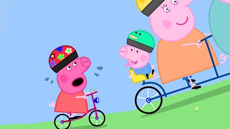 페파피크-만화-자전거타는-장면
