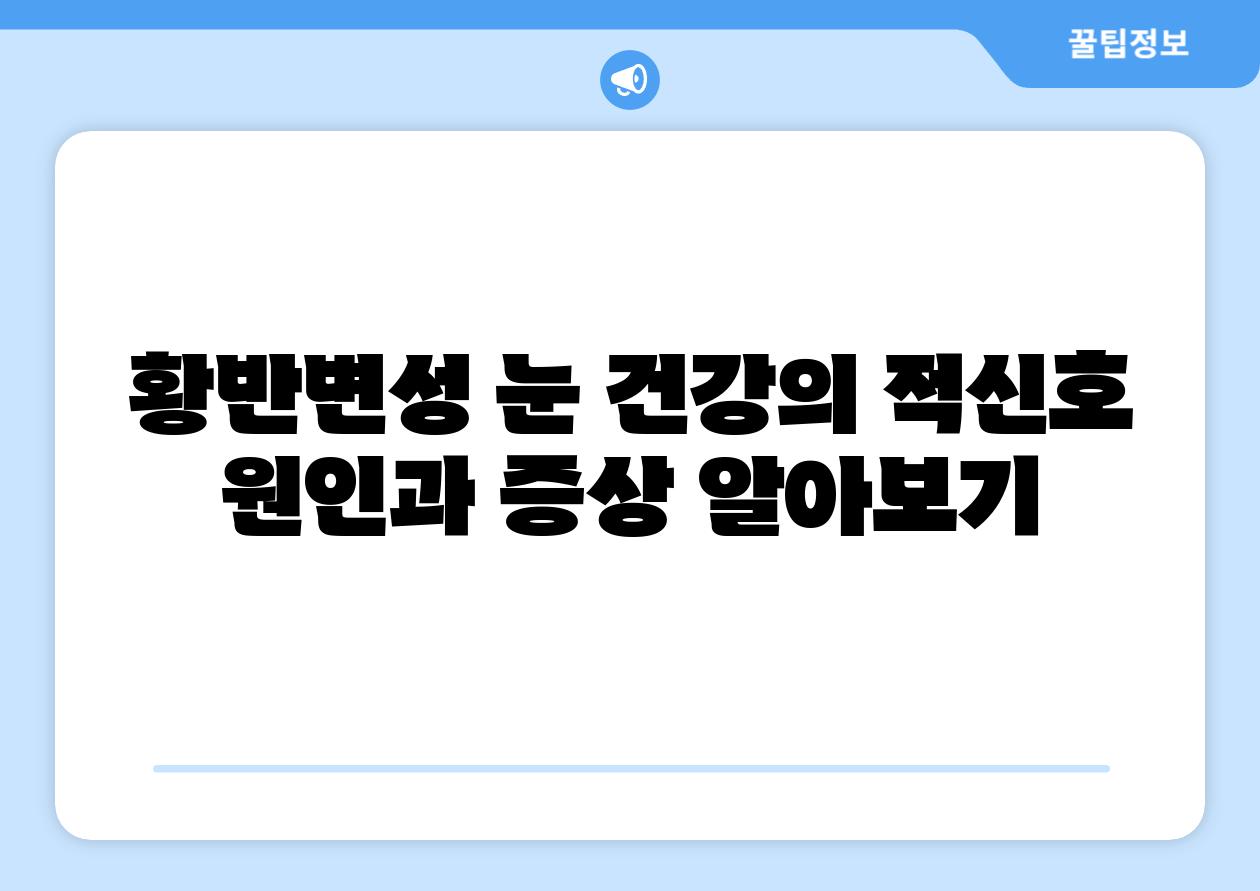 황반변성 눈 건강의 적신호 원인과 증상 알아보기