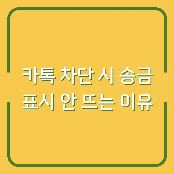 카톡 차단 시 송금 표시 안 뜨는 이유