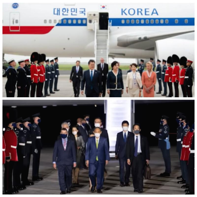 G7-G7정상회의-한국입국모습-일본입국모습-영국의장대-영국의장대마스크착용논란